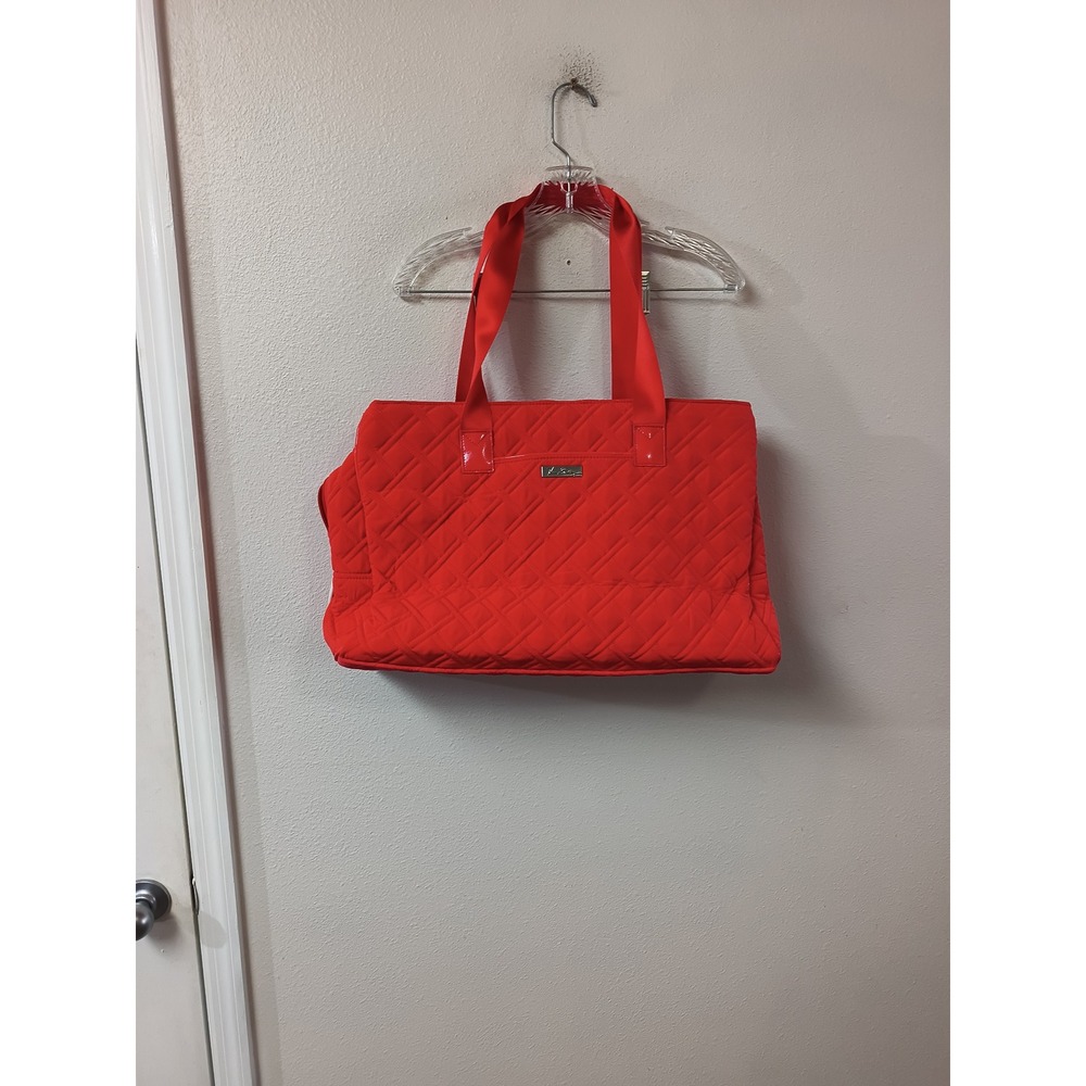 Vera Bradley Red Quilted Laptop Travel Tote Bag with Trolley Sleeve
